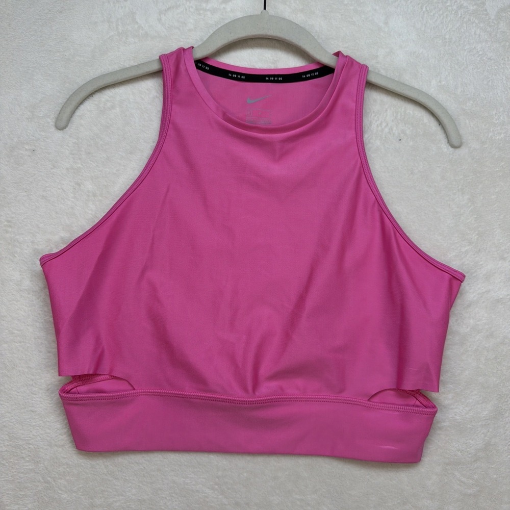 Nike Dri Fit Crop Tank Top Womens Medium Pink Athletic Gym Workout Activewear‎